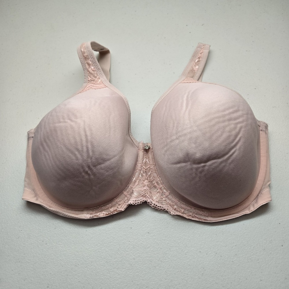 Breezies Women Bra 38DDD Light Pink T Shirt Underwired Lace Strap